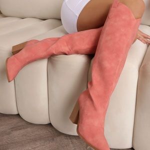 Know The Meaning Cowboy Boots - Pink -Fashion Nova-never worn. Size 8